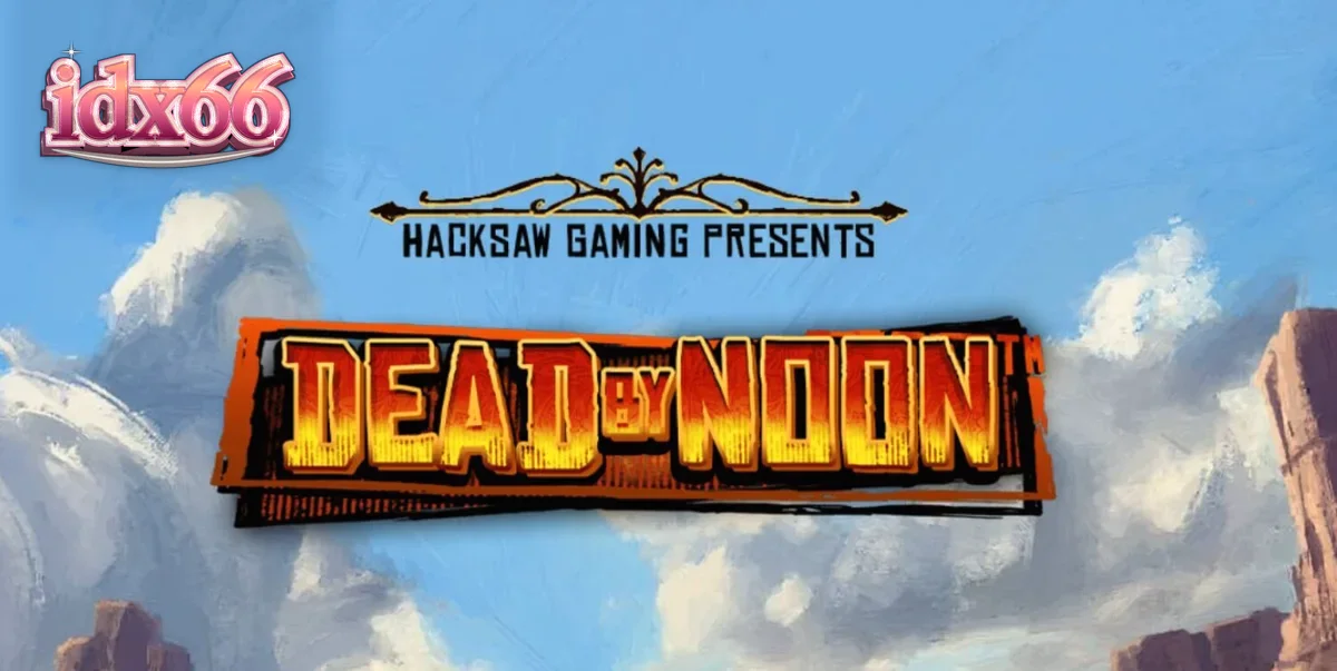 Tampilan visual intens dari slot Dead by Noon dengan latar belakang Wild West yang dramatis