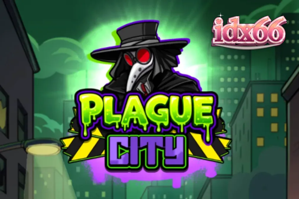 Tampilan visual slot Plague City dengan tema laboratorium apokaliptik