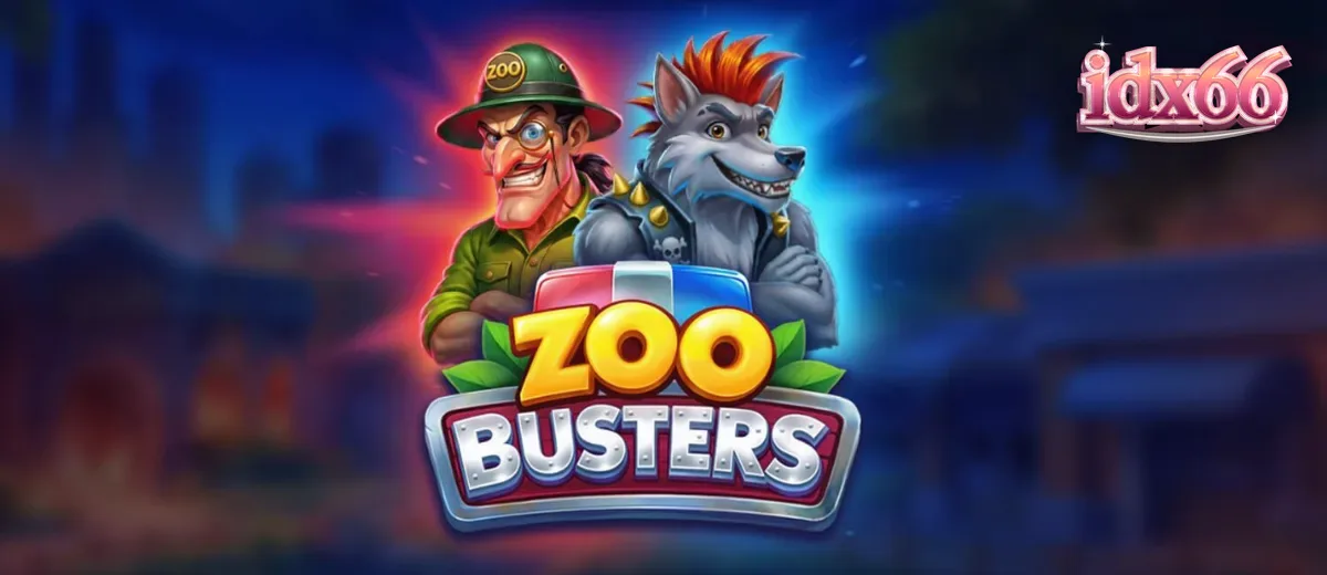 Tampilan visual slot Zoo Busters dengan karakter hewan bergaya punk